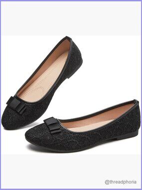 Lace Ballet Flats Women Slip-On Dressy Flat Comfortable Wedding Office Shoes